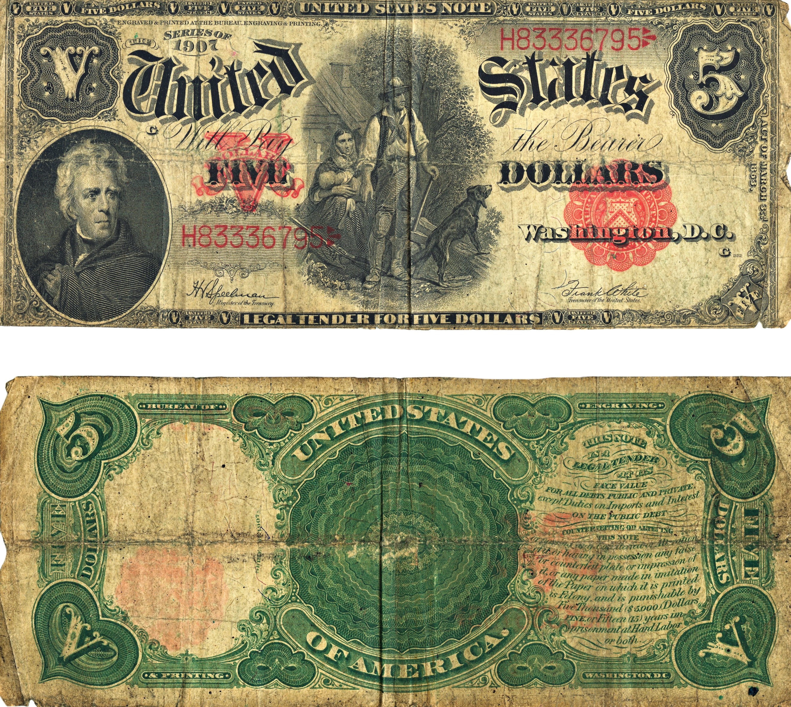 Vintage US paper currency and gold certificates