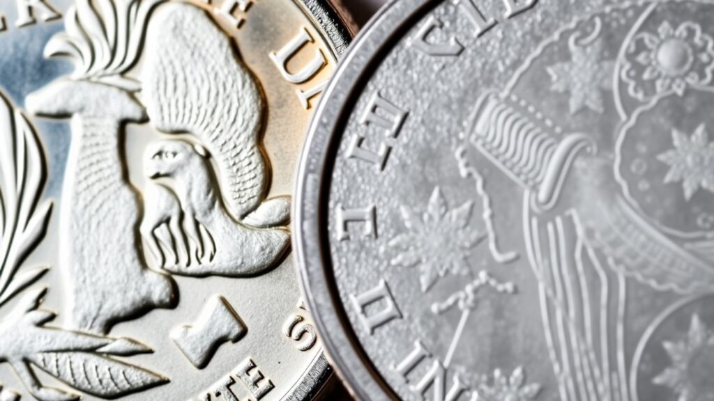 Proof coin versus uncirculated coin comparison.