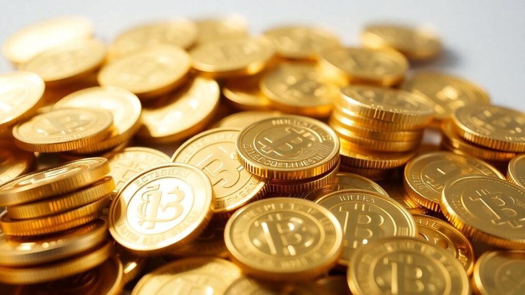 Pile of shiny gold coins