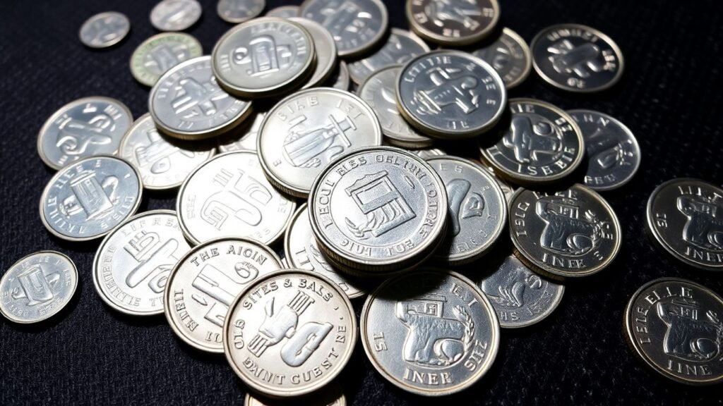 Pile of shiny silver coins