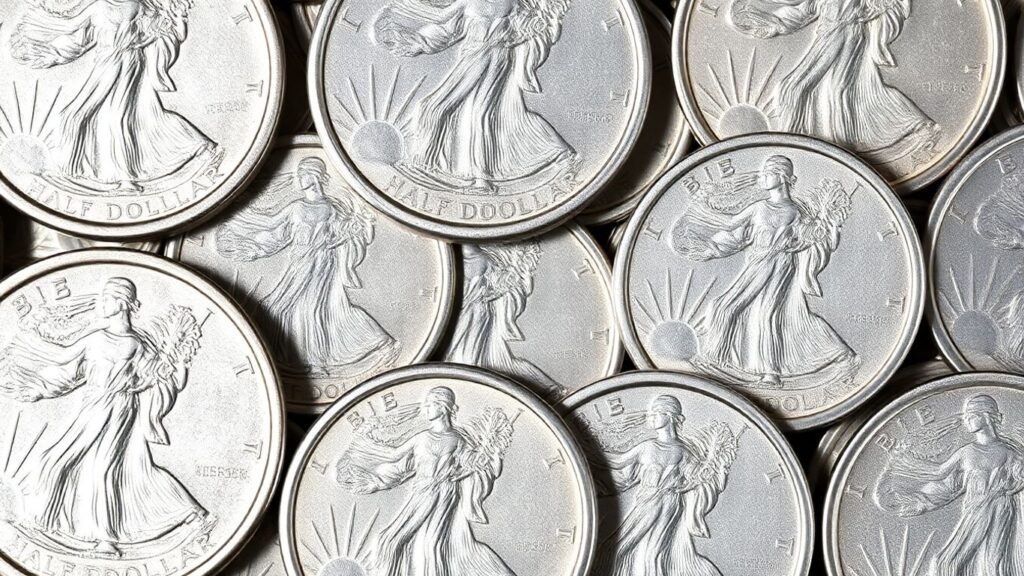 Silver Walking Liberty Half Dollar coins