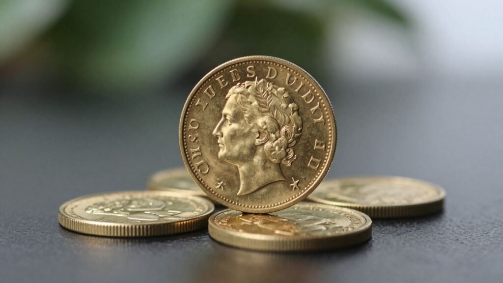 Gold Sovereign coin close-up, Austin TX