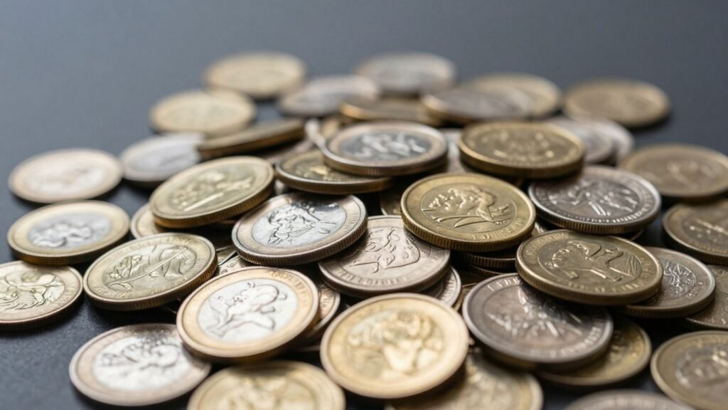 Pile of gold and silver coins