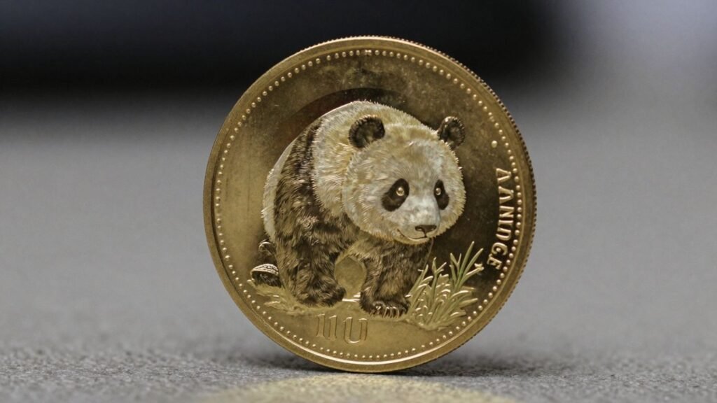 Gold Panda coin detail