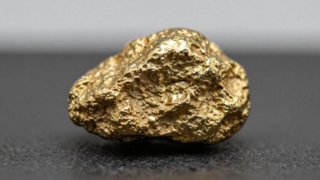 Gold nugget on a dark surface, Austin TX