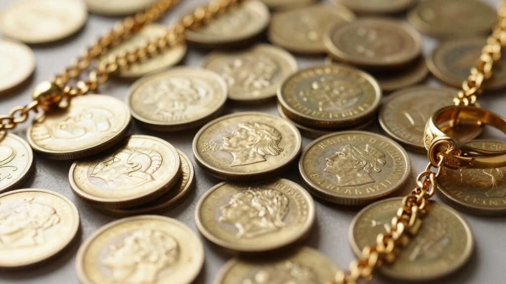 Gold coins and jewelry for scrap.