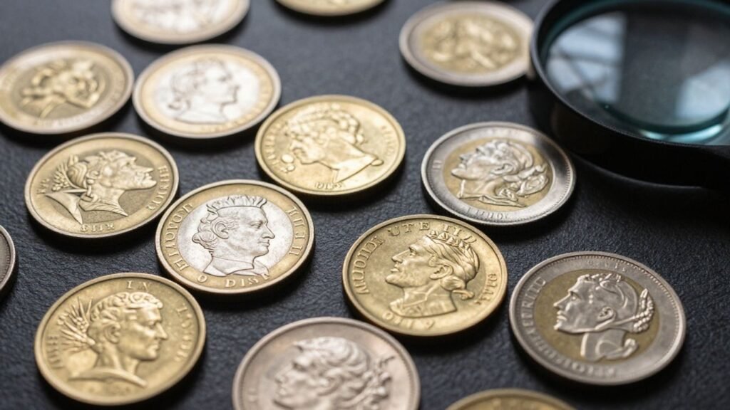 Coins being appraised by an expert in Austin.