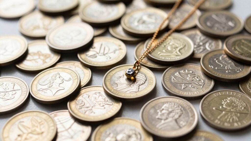 Gold and silver coins with coin jewelry in Austin, TX.
