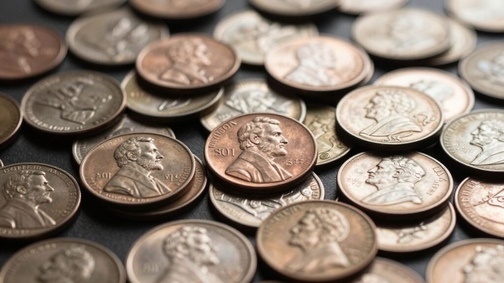 Encased Lincoln cents for sale in Austin, Texas.