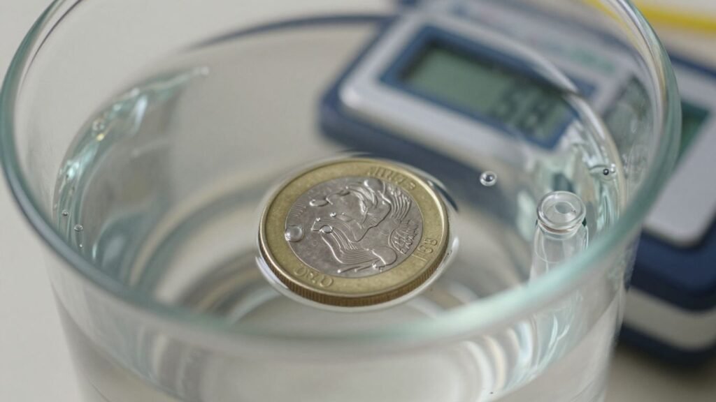 Coin specific gravity testing equipment and coin.