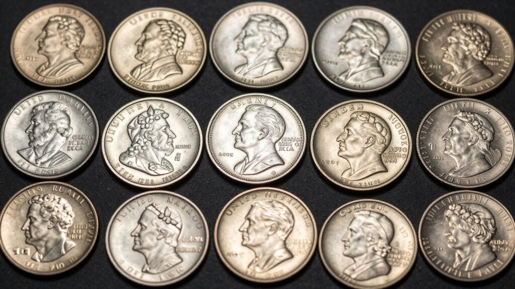 Collection of US Mint special sets with coins.
